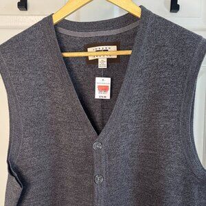 NWT Joseph Abboud XL Charcoal Merino Cardigan Vest